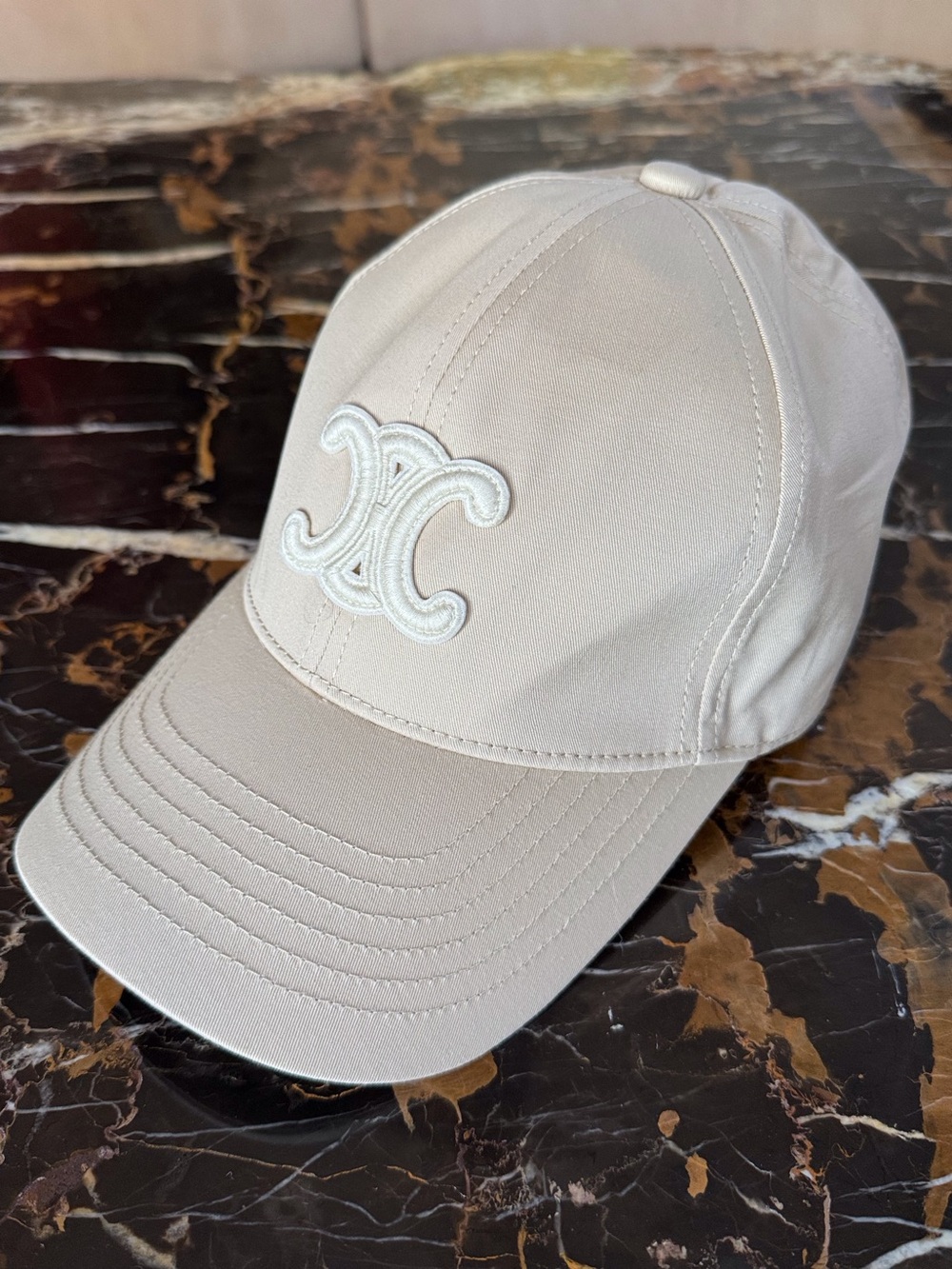 Fashion Beige / Khaki Baseball Cap Hat with Embroidered Logo - Picture 2 of 6
